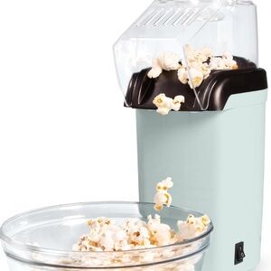 Tasty hot air popcorn maker with butter warming tray in Mint Green/Aqua